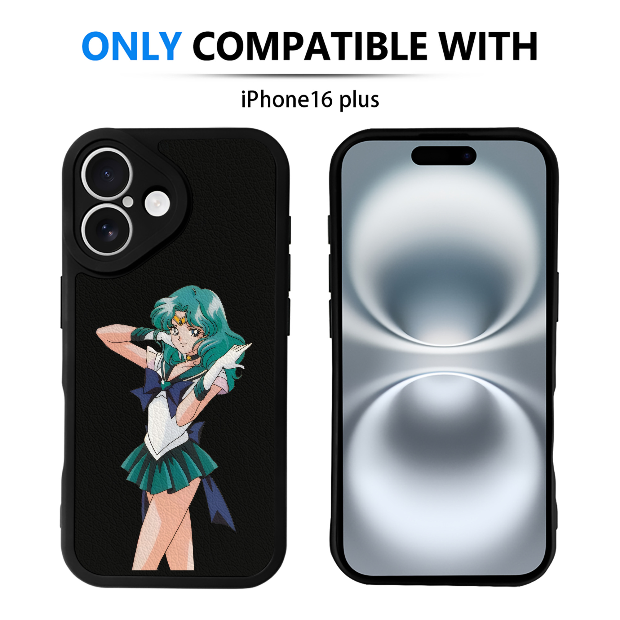 （画像用） 美少女戦士セーラームーン 海王 みちる（かいおう みちる） Sailor Moon Kaiou Michiru 【iPhone 16シリーズ対応】シリコンスマホケース（レザー調） 材質：シリコン